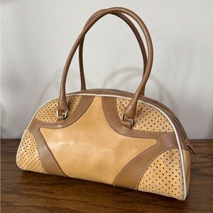 Vintage Y2K Prada Beige Brown Tan Small Bowler Bag